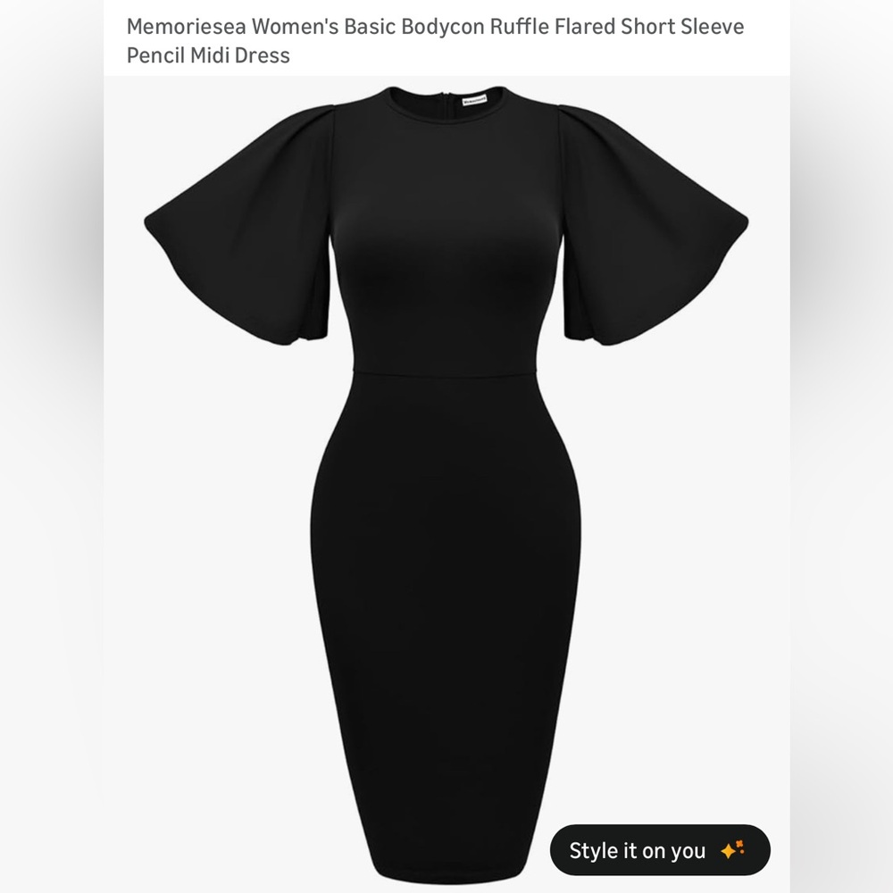 Elegant Black Bodycon Midi Dress